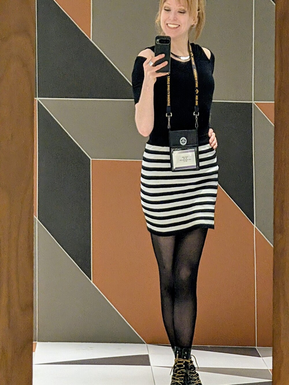 Black & White Stretch Knit Miniskirt